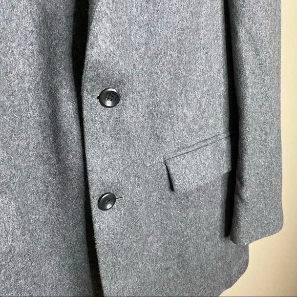 Oscar de la Renta Gray Wool and Cashmere Blend Single Breasted Blazer - Picture 3 of 13